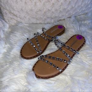 clear studded sandals